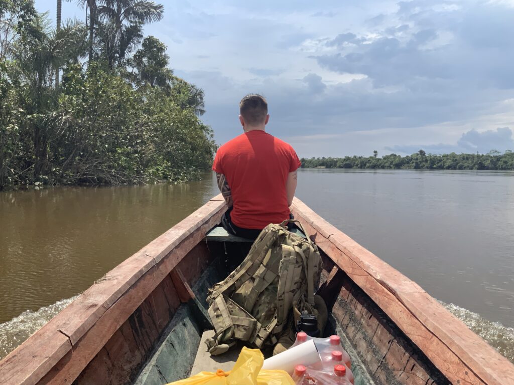 Boat route from Iquitos to an Amazon jungle retreat in Peru