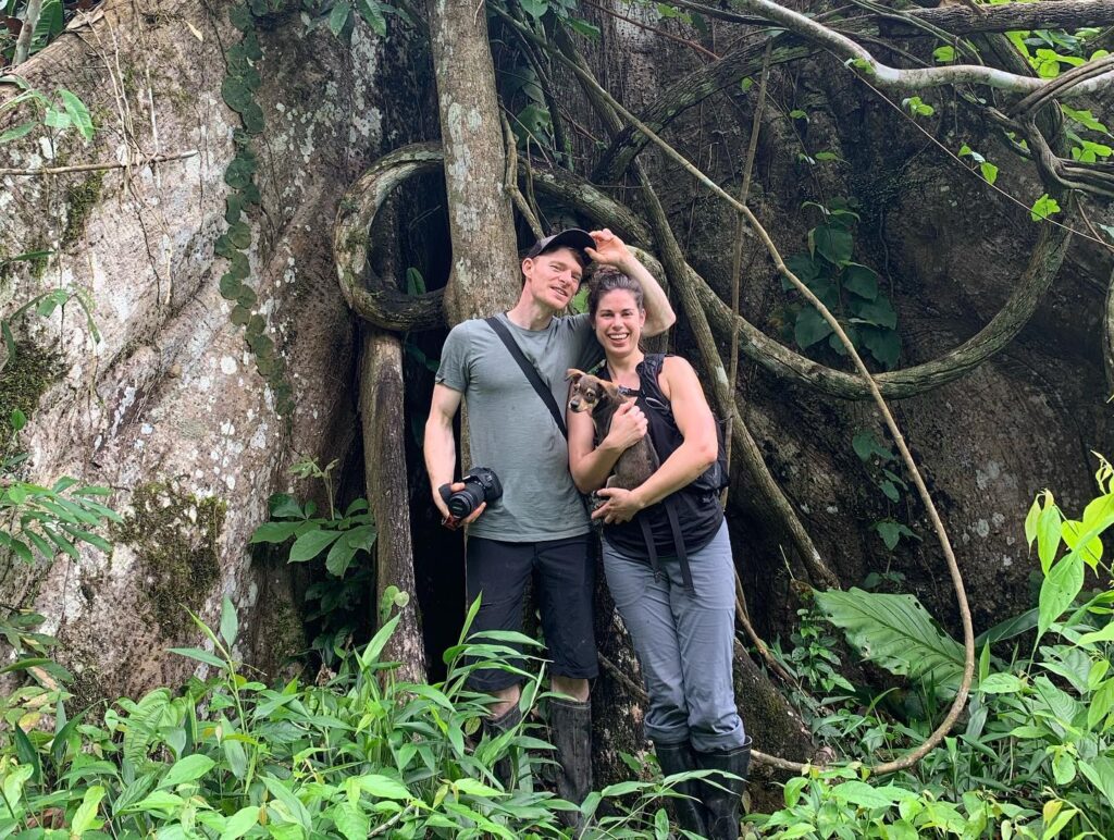 Couple in the Amazon jungle during an ayahuasca retreat in Iquitos Peru