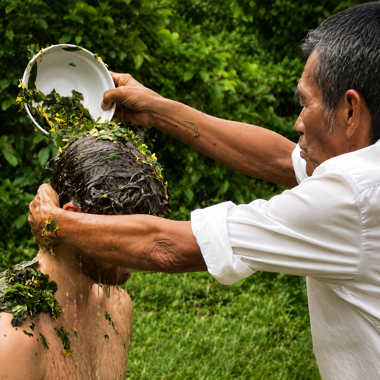 Leaves and flowers used for a traditional flowering bath